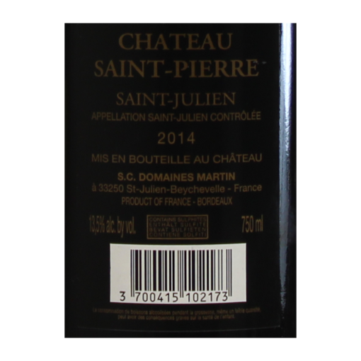 ChateauSaint PierreSaint Julienetiquettedos