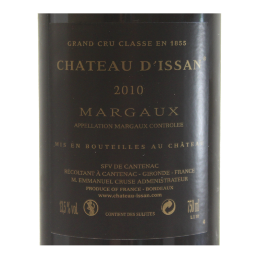 Chateau d Issan Margaux etiquette dos