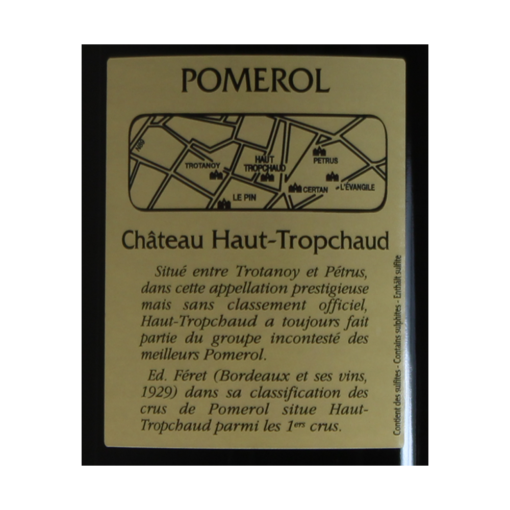 PomerolChateauHaut Tropchaudetiquettedos