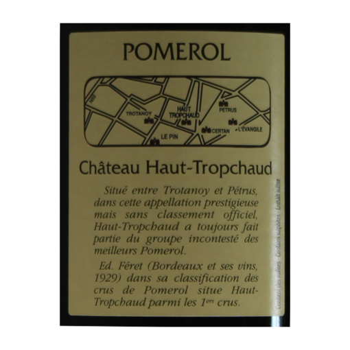 PomerolChateauHaut Tropchaudetiquettedos