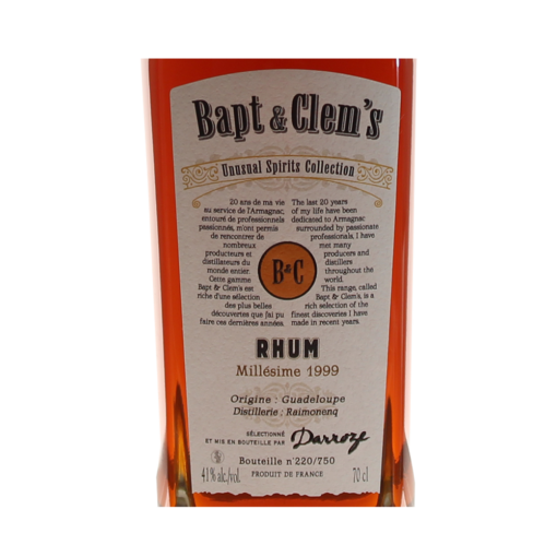 Rhum BaptClems etiquette